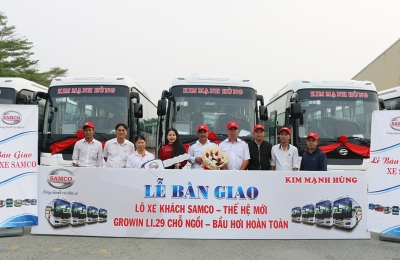 BÀN GIAO LÔ XE KHÁCH SAMCO GROWIN 29 CHỖ NGỒI CAO CẤP CHO NHÀ XE KIM MẠNH HÙNG